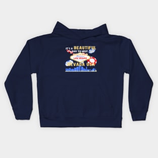 Travel to beautiful Las Vegas in Nevada. Bright text. Gift ideas for the travel enthusiast available on t-shirts, stickers, mugs, and phone cases, among other things. Kids Hoodie